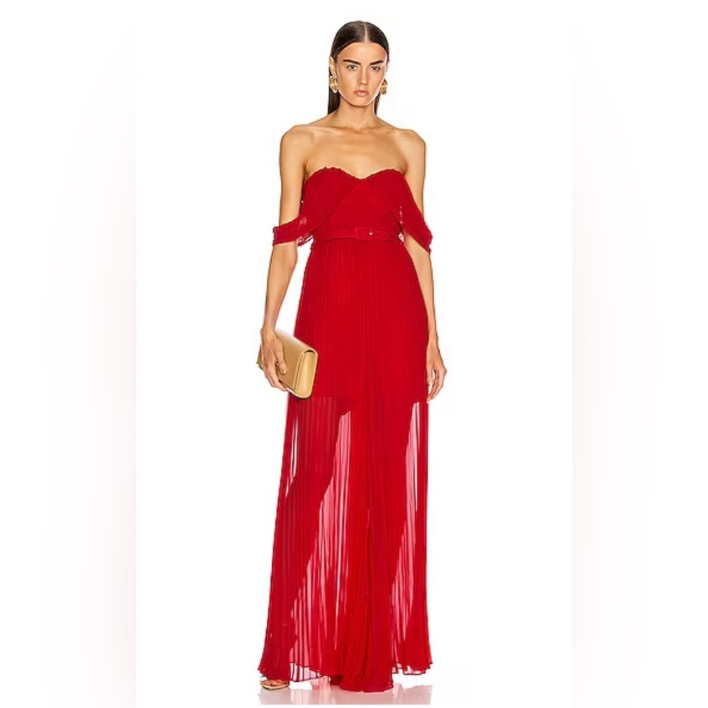 Self-Portrait Georgette Pleated Jumpsuit in Size 4